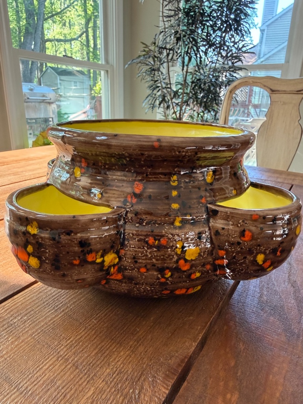 Duncan Enterprises 1970s Brown & Yellow Speckled Pot